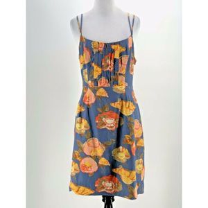 Maeve Blue Silk Floral A-Line Dress Size 10